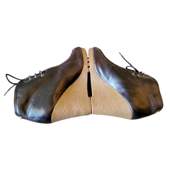 Michael Michael Kors Dark Brown Leather Wedge Booties Lace Up Size 9 - Picture 6 of 9